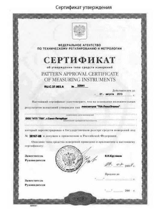 Методика поверки. ЛЮКСМЕТР