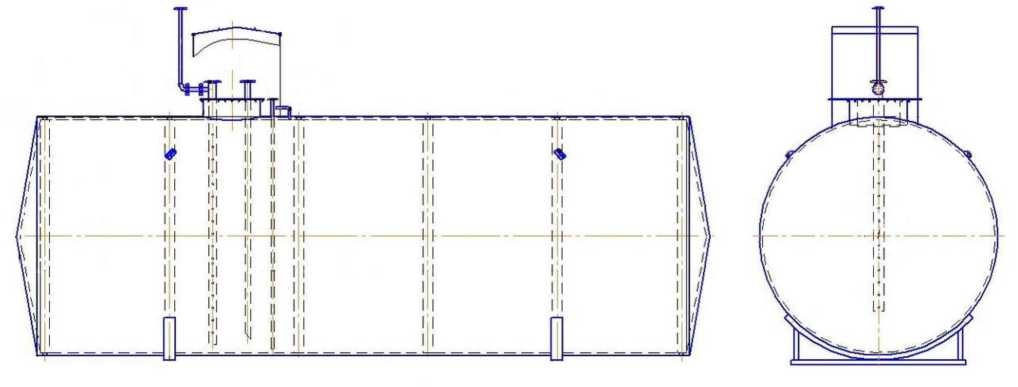Внешний вид. Резервуары стальные горизонтальные цилиндрические, http://oei-analitika.ru рисунок № 2