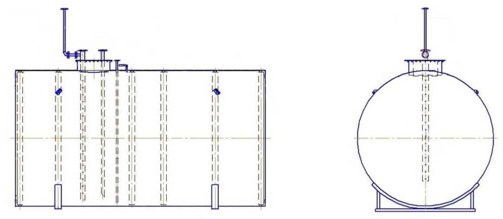 Внешний вид. Резервуары стальные горизонтальные цилиндрические, http://oei-analitika.ru рисунок № 2