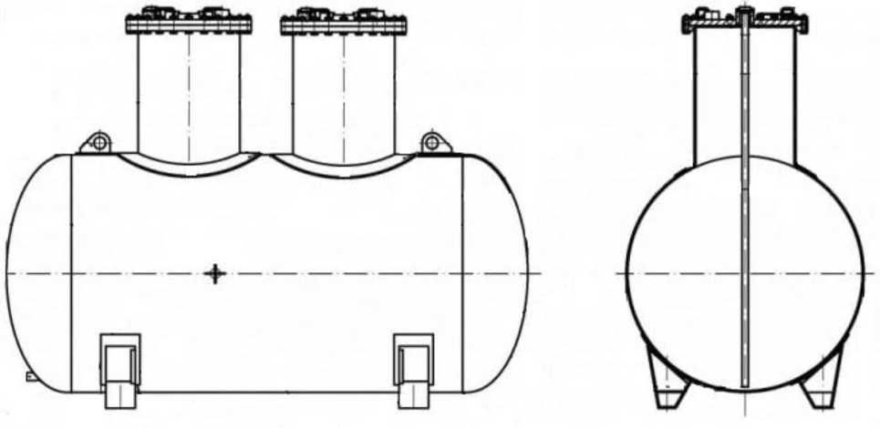 Внешний вид. Резервуары стальные горизонтальные цилиндрические, http://oei-analitika.ru рисунок № 2