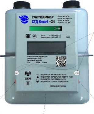 Внешний вид. Счетчики газа объёмные диафрагменные с корректором, встроенным устройством телеметрии и запорным клапаном, http://oei-analitika.ru рисунок № 5