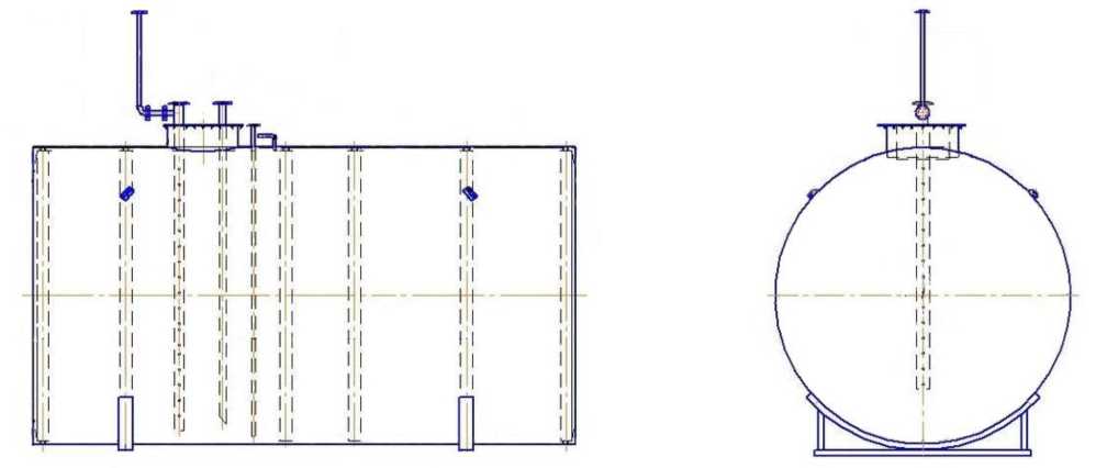 Внешний вид. Резервуары стальные горизонтальные цилиндрические, http://oei-analitika.ru рисунок № 2
