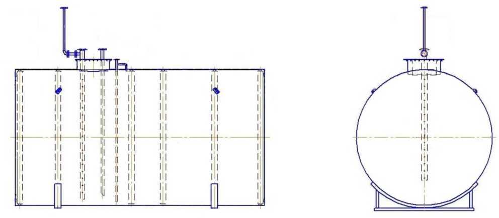 Внешний вид. Резервуар стальной горизонтальный цилиндрический, http://oei-analitika.ru рисунок № 2