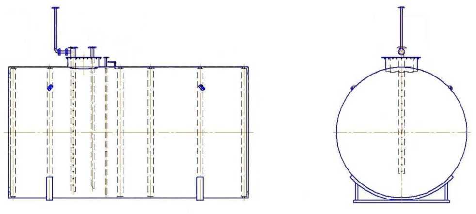 Внешний вид. Резервуары стальные горизонтальные цилиндрические, http://oei-analitika.ru рисунок № 3