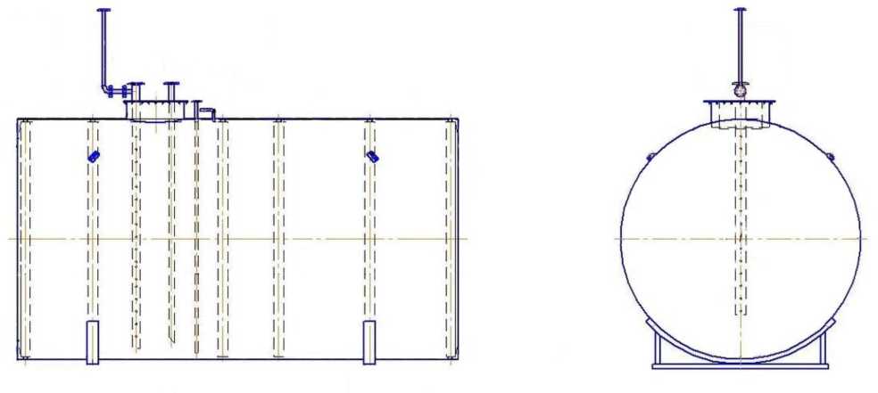 Внешний вид. Резервуары стальные горизонтальные цилиндрические, http://oei-analitika.ru рисунок № 2