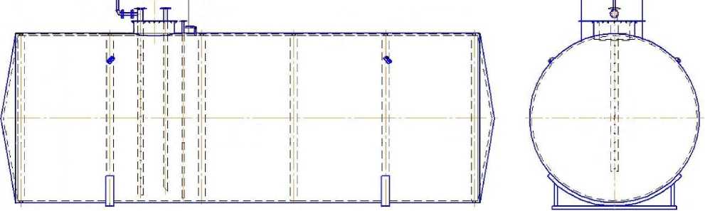 Внешний вид. Резервуар стальной горизонтальный цилиндрический, http://oei-analitika.ru рисунок № 1