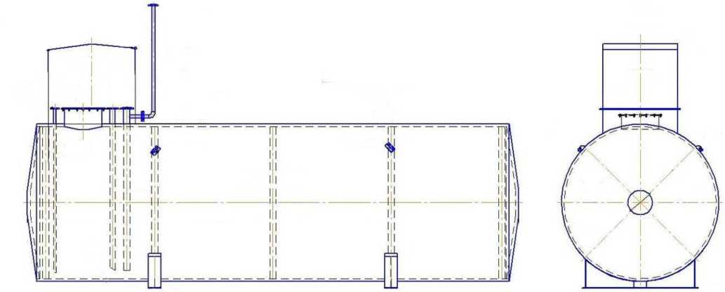 Внешний вид. Резервуары стальные горизонтальные цилиндрические, http://oei-analitika.ru рисунок № 1