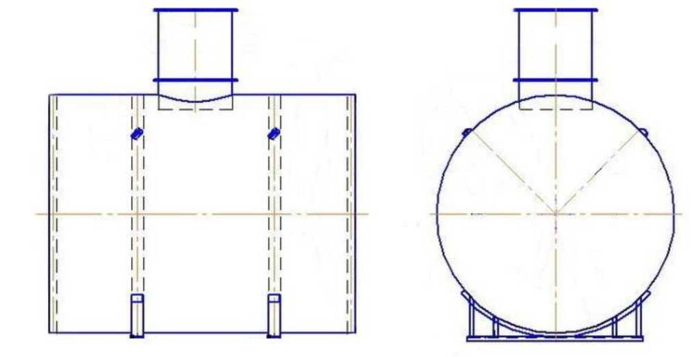 Внешний вид. Резервуар стальной горизонтальный цилиндрический, http://oei-analitika.ru рисунок № 1