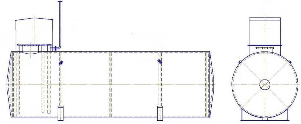 Внешний вид. Резервуар стальной горизонтальный цилиндрический, http://oei-analitika.ru рисунок № 1
