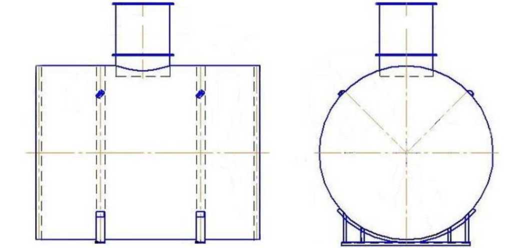 Внешний вид. Резервуары стальные горизонтальные цилиндрические, http://oei-analitika.ru рисунок № 1