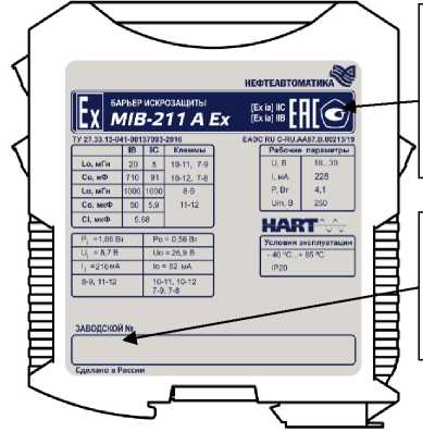 Внешний вид. Барьеры искрозащиты  (MIB-200 A Ex), http://oei-analitika.ru 