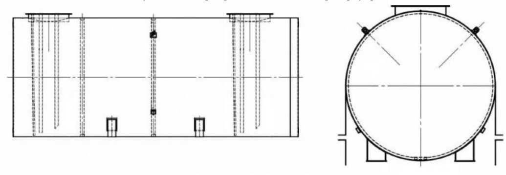 Внешний вид. Резервуар горизонтальный стальной цилиндрический, http://oei-analitika.ru рисунок № 2