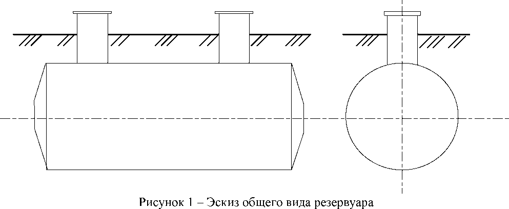 Внешний вид. Резервуар горизонтальный стальной цилиндрический, http://oei-analitika.ru рисунок № 1