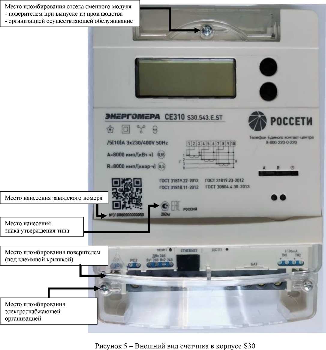 Внешний вид. Счетчики электрической энергии многофункциональные, http://oei-analitika.ru рисунок № 6