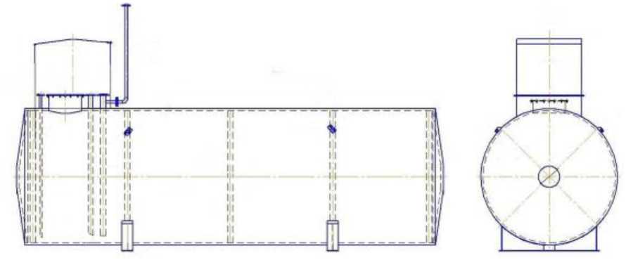 Внешний вид. Резервуары стальные горизонтальные цилиндрические, http://oei-analitika.ru рисунок № 2