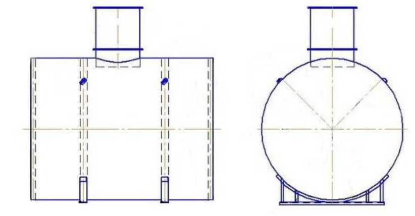 Внешний вид. Резервуары стальные горизонтальные цилиндрические, http://oei-analitika.ru рисунок № 2