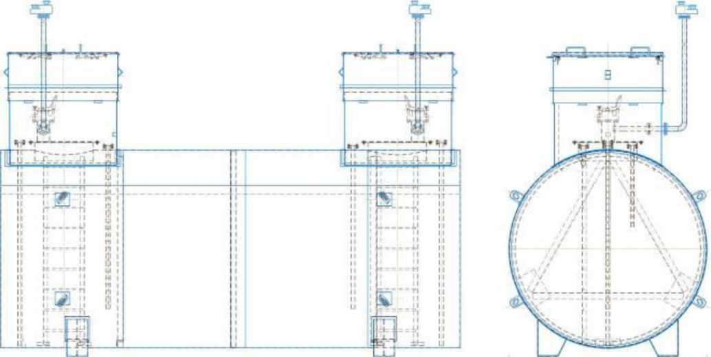Внешний вид. Резервуары горизонтальные стальные цилиндрические двустенные, http://oei-analitika.ru рисунок № 2