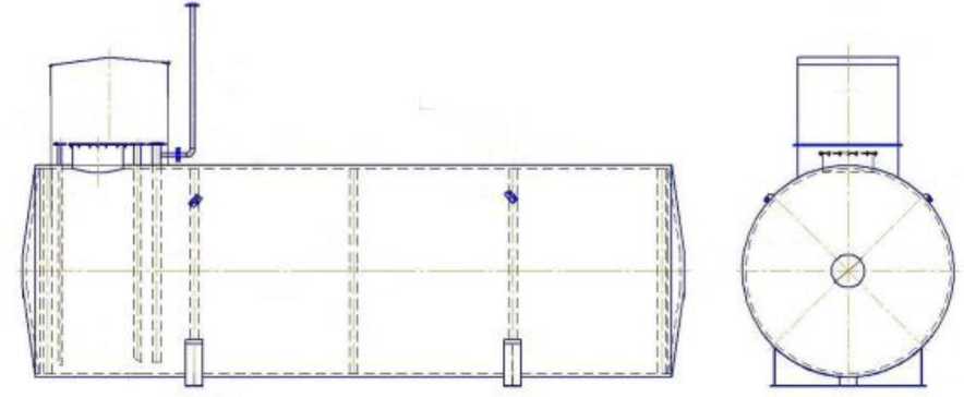Внешний вид. Резервуары стальные горизонтальные цилиндрические, http://oei-analitika.ru рисунок № 2