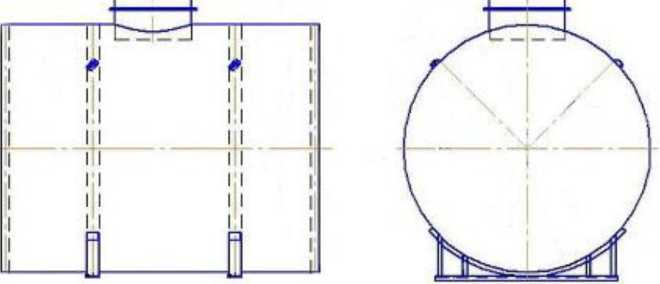 Внешний вид. Резервуары стальные горизонтальные цилиндрические, http://oei-analitika.ru рисунок № 1