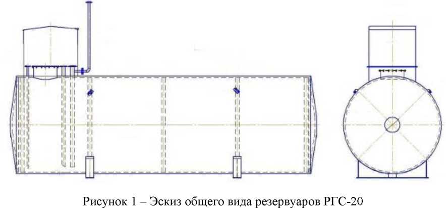 Внешний вид. Резервуары стальные горизонтальные цилиндрические, http://oei-analitika.ru рисунок № 1