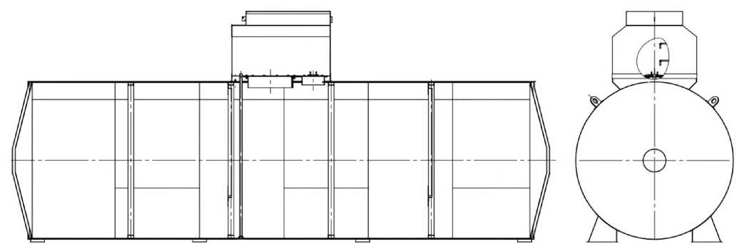 Внешний вид. Резервуар горизонтальный стальной цилиндрический, http://oei-analitika.ru рисунок № 1
