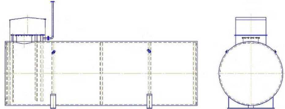 Внешний вид. Резервуары стальные горизонтальные цилиндрические, http://oei-analitika.ru рисунок № 1
