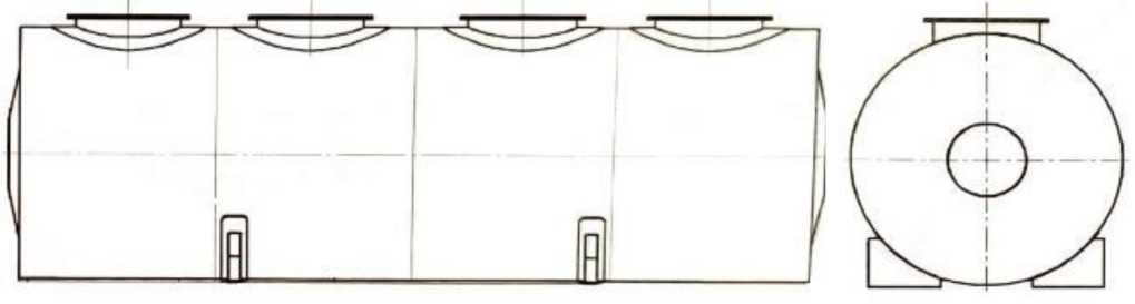 Внешний вид. Резервуар горизонтальный стальной цилиндрический, http://oei-analitika.ru рисунок № 1